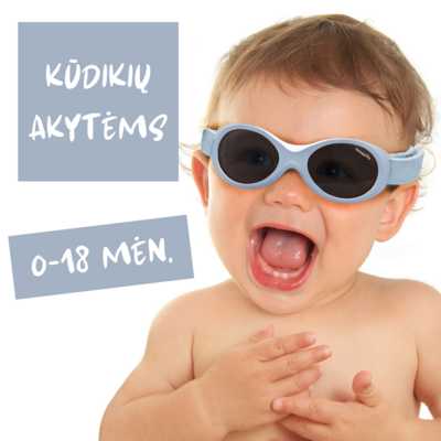 BABY SURFER saulės akiniai
0-1,5 metų vaikams. 
Minkšta tarpnosė ir reguliuojamas dirželis