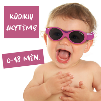BABY SURFER saulės akiniai
0-1,5 metų vaikams. 
Minkšta tarpnosė ir reguliuojamas dirželis