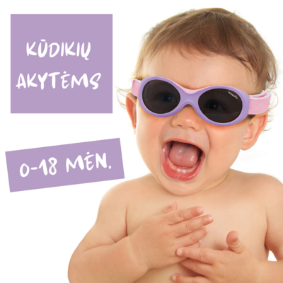 BABY SURFER saulės akiniai
0-1,5 metų vaikams. 
Minkšta tarpnosė ir reguliuojamas dirželis
