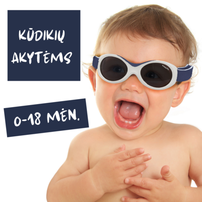 BABY SURFER saulės akiniai
0-1,5 metų vaikams. 
Minkšta tarpnosė ir reguliuojamas dirželis