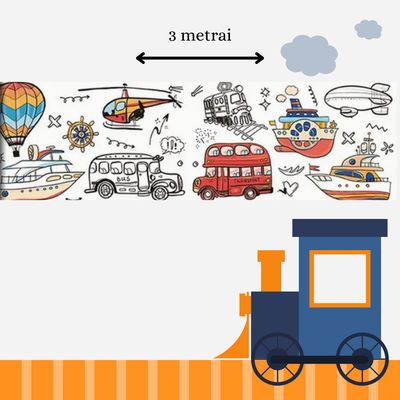 Lipnus spalvinimo ritinėlis su paveikslėliais, TRANSPORTAS, 3 m x 30 cm