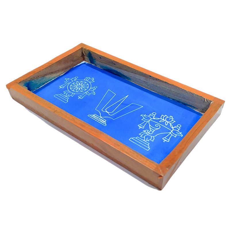 Shankh Chakra Namah Rangoli Stencil Wooden (9x5 Inches)