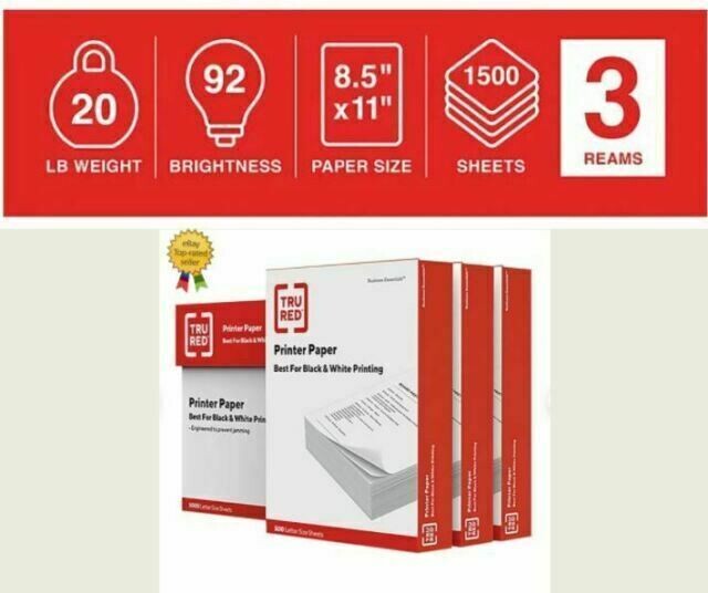 TRU RED 8.5x11 inch Copy Paper, 500 Sheets - 3 Ream