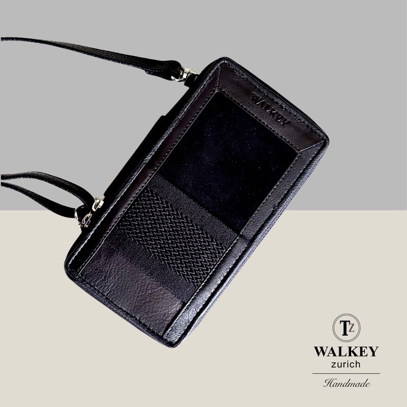 Phone Necklace and Case - black suede