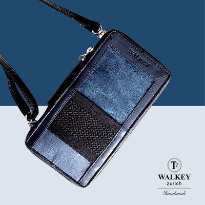 Phone Necklace and Case - navyblue suede