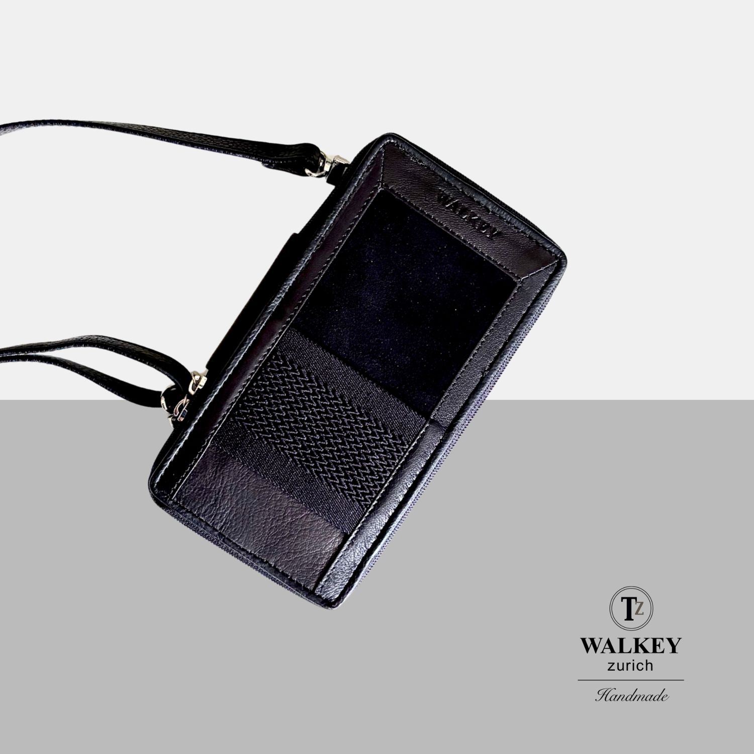 Phonecase with chain - black suede, Farbe: black suede