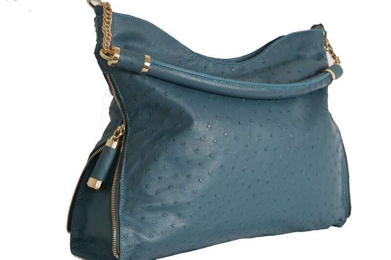 ​Genuine Blue Real ostrich leather Handbag
