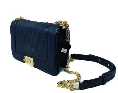 Genuine Black Real ostrich leather Shoulder Bag