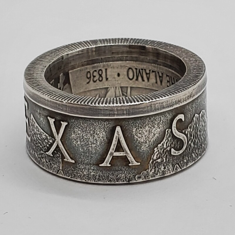 Texas silver round ring