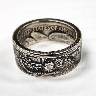 Walking liberty coin ring