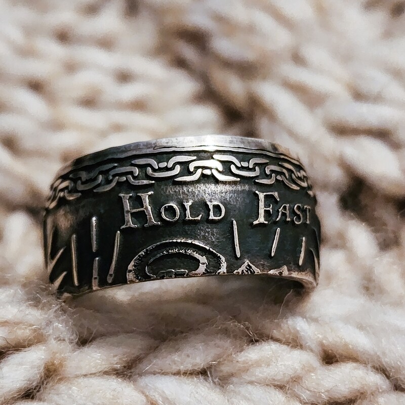Hold Fast/Stay True coin ring
