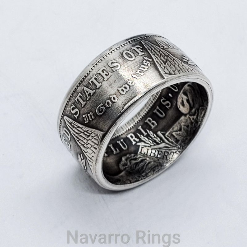 Tails out morgan silver dollar ring.