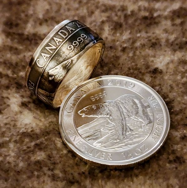 999 silver Canadian Polar Bear Ring