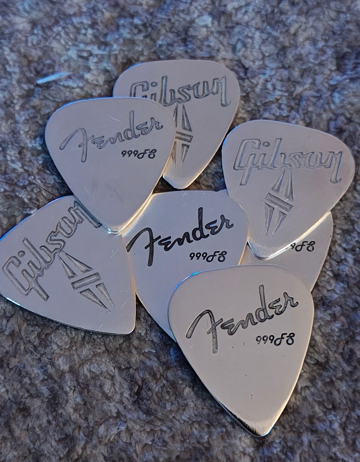 Silver guitar pics