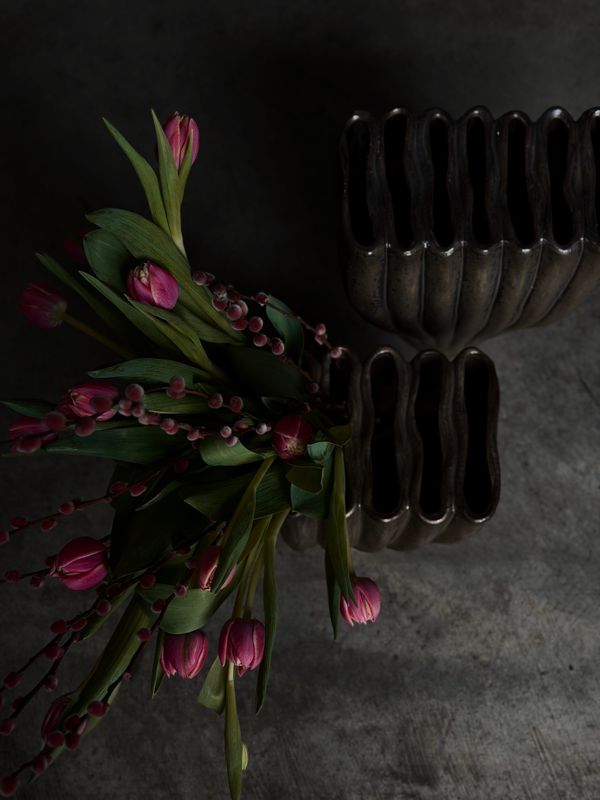 Keramikinė ruda vaza „Antikinė Banga“  L