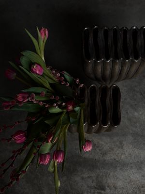 Keramikinė ruda vaza „Antikinė Banga“  L