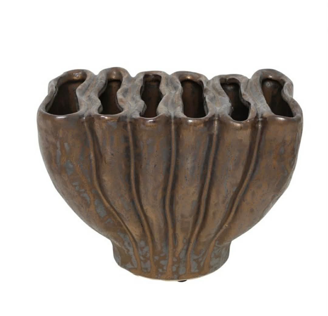 Keramikinė ruda vaza „Antikinė Banga“  S