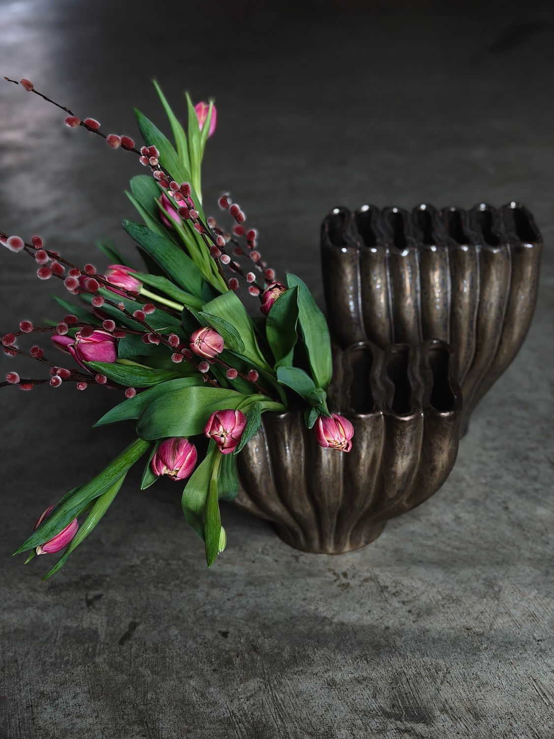 Keramikinė ruda vaza „Antikinė Banga“  S