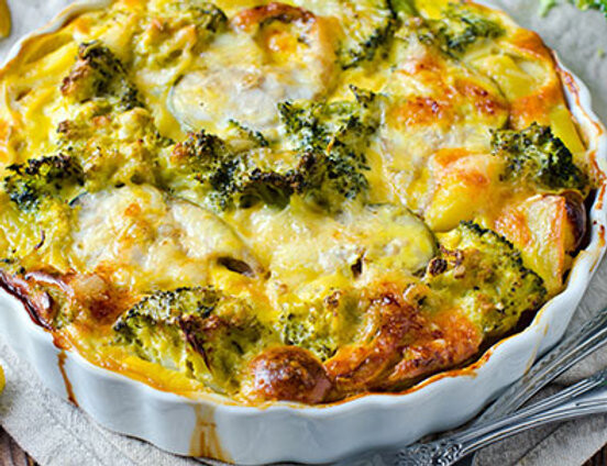 Hake or Salmon Broccoli Bake