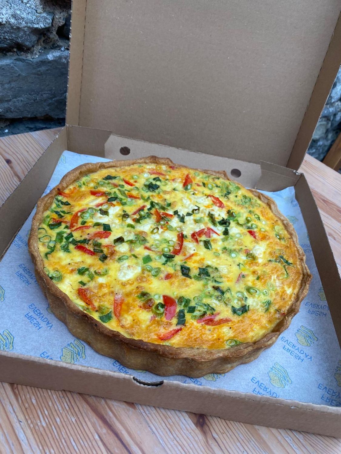 Vegetarian Quiche, roast pepper, feta &amp; spring onion