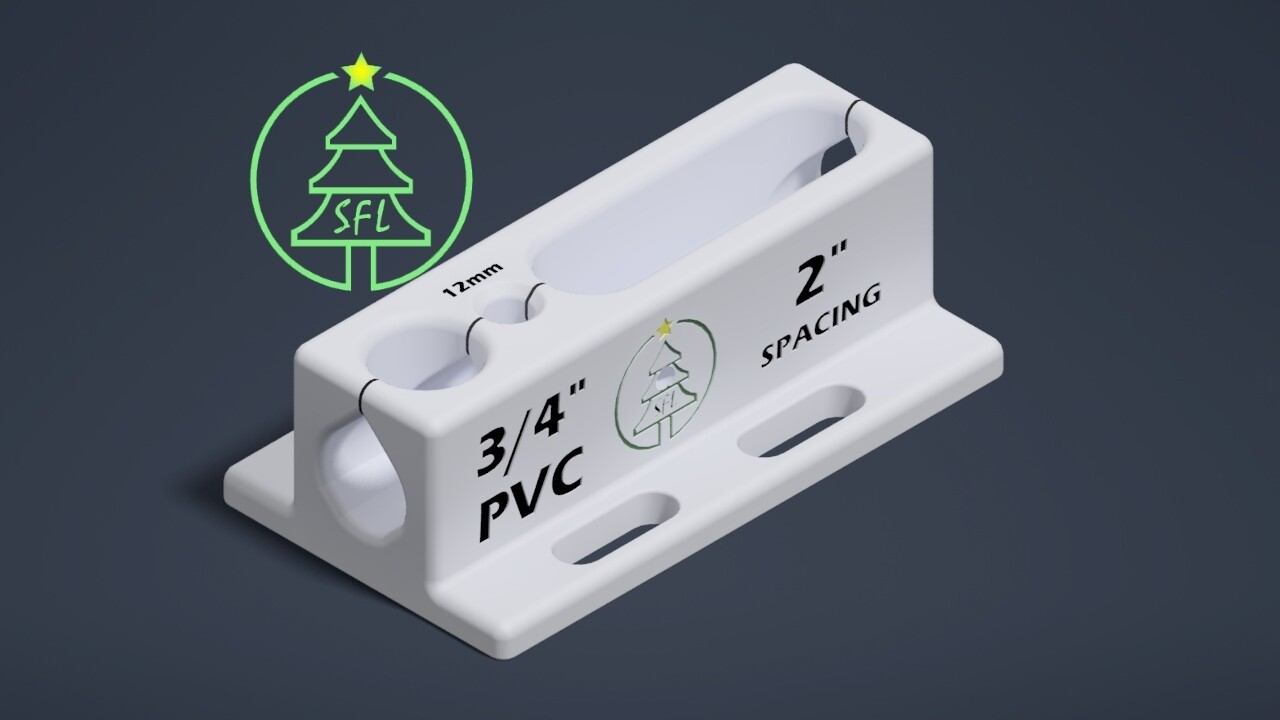 STL File - 3/4&quot; Metric PVC Pixel Drilling Jig - 2&quot; Spacing