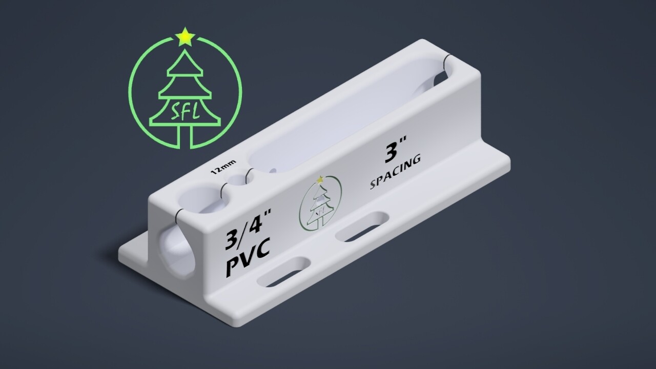 STL File - 3/4&quot; Metric PVC Pixel Drilling Jig - 3&quot; Spacing