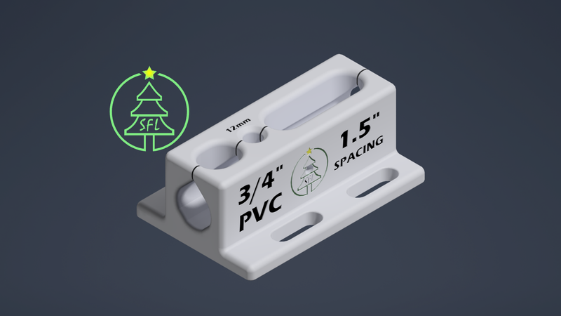 STL File - 3/4&quot; Metric PVC Pixel Drilling Jig - 1.5&quot; Spacing