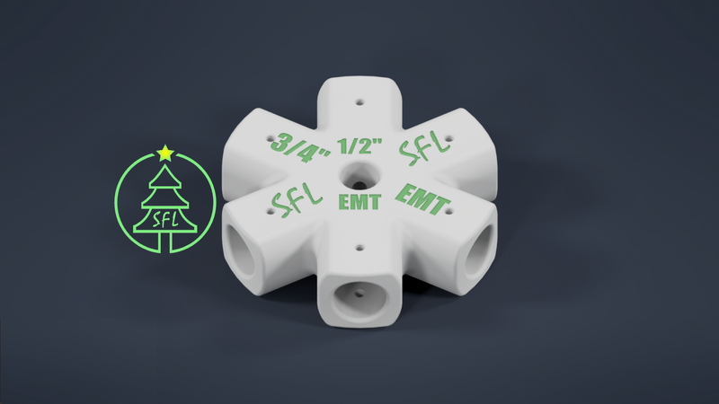 STL File - Mini Seed Pixel Tree Base 1/2&quot; EMT to 3/4&quot; EMT