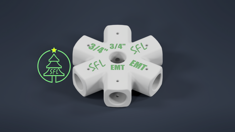 STL File - Mini Seed Pixel Tree Base 3/4&quot; EMT to 3/4&quot; EMT