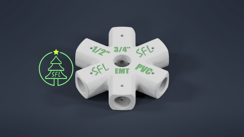 STL File - Mini Seed Pixel Tree Base 3/4&quot; EMT to 1/2&quot; PVC