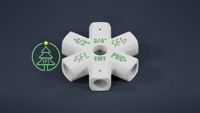 STL File - Mini Seed Pixel Tree Base 3/4&quot; EMT to 1/2&quot; PVC