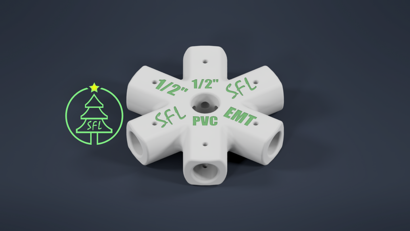 STL File - Mini Seed Pixel Tree Base 1/2&quot; PVC to 1/2&quot; EMT