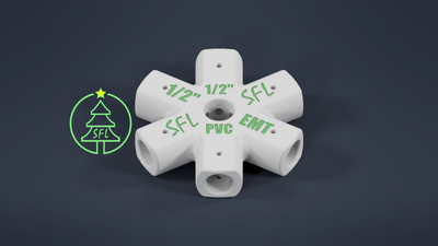 STL File - Mini Seed Pixel Tree Base 1/2&quot; PVC to 1/2&quot; EMT