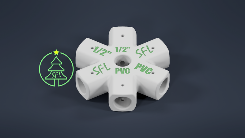 STL File - Mini Seed Pixel Tree Base 1/2&quot; PVC to 1/2&quot; PVC