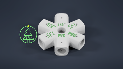 STL File - Mini Seed Pixel Tree Base 1/2&quot; PVC to 1/2&quot; PVC