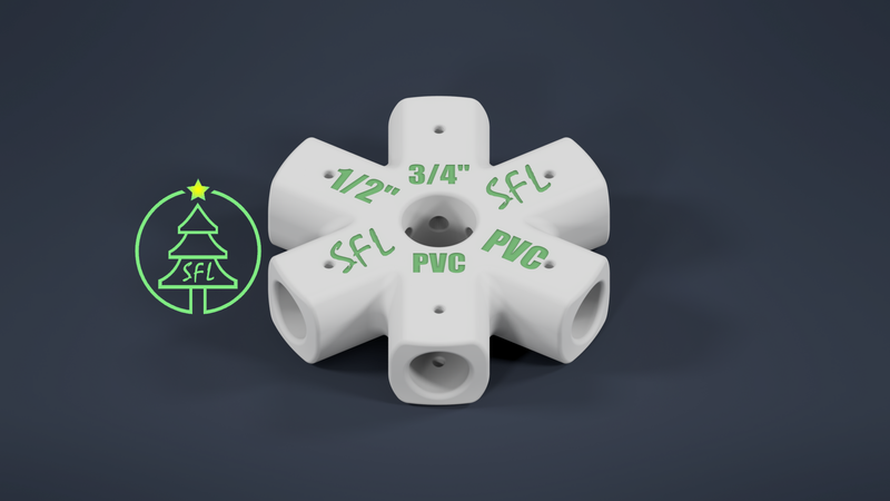 STL File - Mini Seed Pixel Tree Base 3/4&quot; PVC to 1/2&quot; PVC
