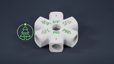 STL File - Mini Seed Pixel Tree Base 3/4" PVC to 3/4" PVC