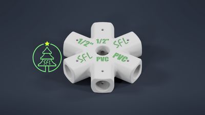 STL File - Mini Seed Pixel Tree Base 1/2" PVC to 1/2" PVC