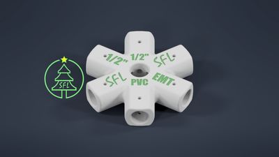 STL File - Mini Seed Pixel Tree Base 1/2" PVC to 1/2" EMT