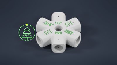 STL File - Mini Seed Pixel Tree Base 1/2" PVC to 3/4" EMT
