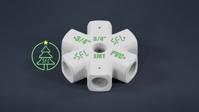 STL File - Mini Seed Pixel Tree Base 3/4" EMT to 3/4" PVC