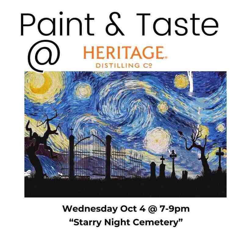 Paint & Taste at Heritage "Starry Night Cemetery" Wed Oct 4 @ 7-9pm