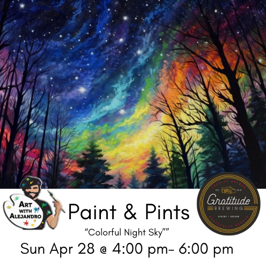 Paint & Pints -at Gratitude Brewing- Sun Apr 28 @ 4 - 6 pm