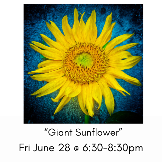 “Giant Sunflower” Fri June 28 @ 6:30-8:30pm