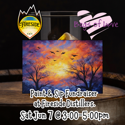 Paint &amp; Sip Fundraiser at Fireside Distillers. Sat Jun 7 @ 3-5pm