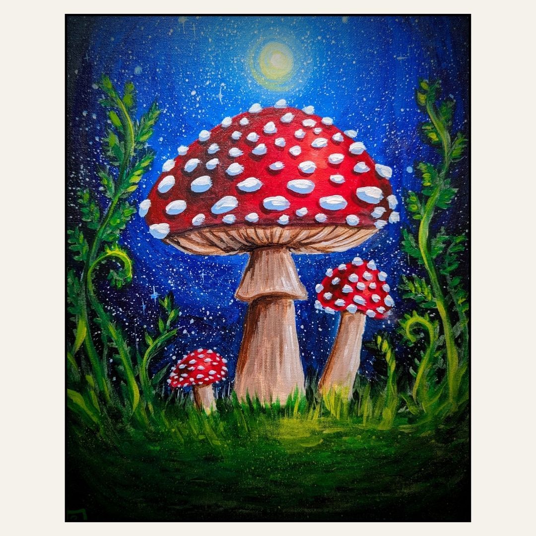 Paint &amp; Sip “Amanita Mushies” Sat Aug 29 2-4pm