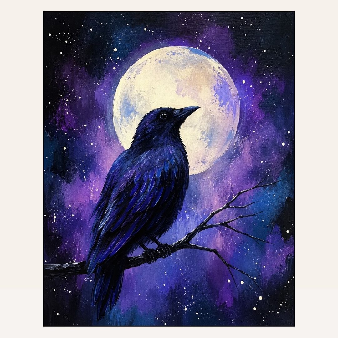 Paint &amp; Sip “Purple Moonlit Crow” Thurs Oct 8 6:00-8:00pm