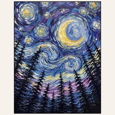 Paint &amp; Sip “Starry Night Forest” Sat Nov 21 6:30-8:30pm