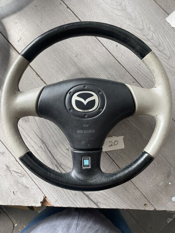 MAZDA MX5 MK2 MK2.5 (1998 - 2005) BLACK LEATHER NARDI 3 SPOKE STEERING WHEEL