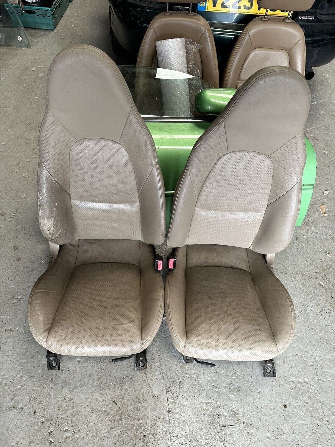 MAZDA MX5 MK2 MK2.5 Seat Pair Tan Tombstone no rails